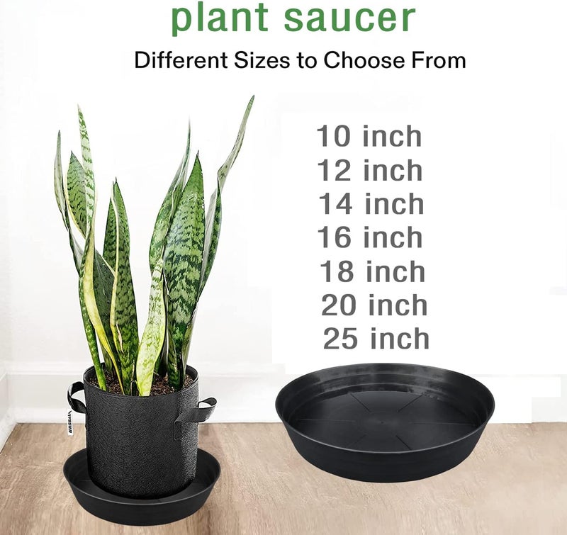 LWALRS Plant Saucer 10 12 14 16 18 20 25 Inch Extra-Deep Plant Trays for Flower Pot, Heavy Drainage Tray for Indoors No Holes, 4 Pack of Plastic Plant saucers Water Catcher for Pots Base (10 Inch, Black) - Image 4